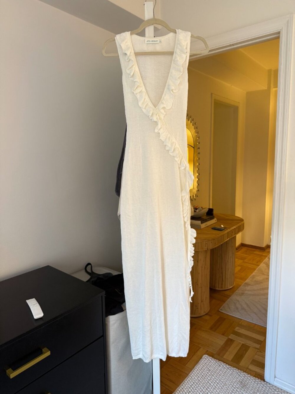 White Ruffle-Trim Maxi Dress - Picture 2 of 8